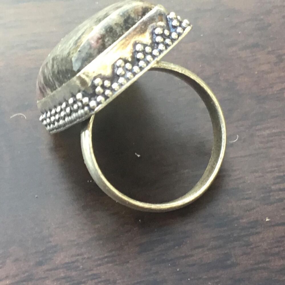 Handcrafted Rhodonite Boho Statement Ring Size 8 - Picture 4 of 6